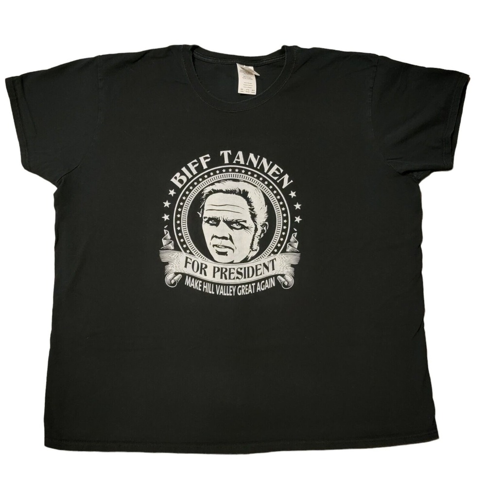 Biff Tannen For President Tshirt Womens Sz 2X Black Back To The Future Retro 80s